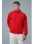 Daily Core - Kırmızı Yarım Fermuarlı Pamuklu Erkek Oversize Sweatshirt 4