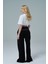 Soft Touch Premium Slit Palazzo Pants - Siyah Yüksek Bel Modal Kumaşlı Yırtmaçlı Kadın Palazzo Bol Paça Eşofman Altı 2