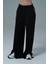 Soft Touch Premium Slit Palazzo Pants - Siyah Yüksek Bel Modal Kumaşlı Yırtmaçlı Kadın Palazzo Bol Paça Eşofman Altı 3
