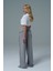 Soft Touch Premium Slit Palazzo Pants - Gri Yüksek Bel Modal Kumaşlı Yırtmaçlı Kadın Palazzo Bol Paça Eşofman Altı 2