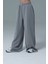 Soft Touch Premium Slit Palazzo Pants - Gri Yüksek Bel Modal Kumaşlı Yırtmaçlı Kadın Palazzo Bol Paça Eşofman Altı 6