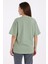 Kadın Yeşil Oversize Bisiklet Yaka %100 Pamuk Düz Basic Yazlık T-Shirt 4