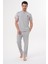 Mecit 2981 Gri Büyük Beden Kısa Kollu Erkek Pijama Takımı 1