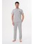 Mecit 2981 Gri Büyük Beden Kısa Kollu Erkek Pijama Takımı 2