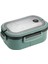 Menashop Metrashop 1200 ml 2 Katlı 6 Bölmeli Bpa'sız Pp Plastik Sefer Tası ve Beslenme Çantası - Hava Kilitli Bento Lunch Box, Çatal ve Kaşık Dahil (Yeşil) 1