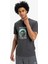 EQYZT08004 Feel The Outsıde Ss Tee Antrasit Bisiklet Yaka Normal Kalıp Baskılı Erkek T-Shirt 1