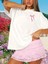 Fiyonk Baskılı Oversize Bisiklet Yaka T-Shirt - Beyaz 2