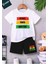 Baskılı Bisiklet Yaka Erkek ve Kız Çocuk Takımı Pamuklu T-Shirt ve Şort, Yazlık Konforlu Takım 1