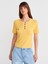 10733 Bisiklet Yaka Cepli Düğmeli Triko Bluz-Koyu Sarı 1