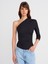 31842 Pile Detaylı Asimetrik Top-Siyah 1