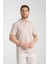 2525 Lores Erkek Camel %100 Pamuk Waffle Slim Fit Polo Yaka Tişört 1