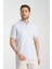 2525 Lores Erkek Mavi %100 Pamuk Waffle Slim Fit Polo Yaka Tişört 3