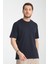 2857 Massimo Erkek Lacivert %100 Supima Pamuk Çekmeyen Kumaş Regular Fit Bisiklet Yaka Tişört 2
