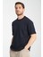 2857 Massimo Erkek Lacivert %100 Supima Pamuk Çekmeyen Kumaş Regular Fit Bisiklet Yaka Tişört 3