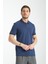 2739 Arven Erkek Indigo %100 Pamuk Pike Kumaş Slim Fit Polo Yaka Tişört 4