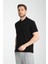 2861 Monza Erkek Siyah Regular Fit %100 Pamuk Waffle Polo Yaka T-Shirt 2