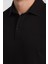 2927 Lucero Erkek Siyah %100 Pamuk Çekmeyen Kumaş Slim Fit Dar Kesim Polo Yaka Tişört 1