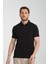 2927 Lucero Erkek Siyah %100 Pamuk Çekmeyen Kumaş Slim Fit Dar Kesim Polo Yaka Tişört 4