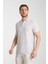 2525 Lores Erkek Gri %100 Pamuk Waffle Slim Fit Polo Yaka Tişört 3