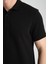 2861 Monza Erkek Siyah Regular Fit %100 Pamuk Waffle Polo Yaka T-Shirt 3