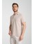 2525 Lores Erkek Camel %100 Pamuk Waffle Slim Fit Polo Yaka Tişört 3