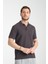 2861 Monza Erkek Antrasit Regular Fit %100 Pamuk Waffle Polo Yaka T-Shirt 4