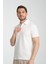 2927 Lucero Erkek Ekru %100 Pamuk Çekmeyen Kumaş Slim Fit Dar Kesim Polo Yaka Tişört 3