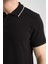 2858 Ricos Erkek Siyah %100 Pamuk Slim Fit Çekmeyen Kumaş Yaka Detaylı Polo Yaka Tişört 1