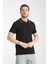 2858 Ricos Erkek Siyah %100 Pamuk Slim Fit Çekmeyen Kumaş Yaka Detaylı Polo Yaka Tişört 2