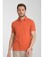 2927 Lucero Erkek Turuncu %100 Pamuk Çekmeyen Kumaş Slim Fit Dar Kesim Polo Yaka Tişört 2