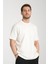 2857 Massimo Erkek Beyaz %100 Supima Pamuk Çekmeyen Kumaş Regular Fit Bisiklet Yaka Tişört 2