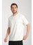 2857 Massimo Erkek Beyaz %100 Supima Pamuk Çekmeyen Kumaş Regular Fit Bisiklet Yaka Tişört 3
