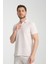 2525 Lores Erkek Açık Bej %100 Pamuk Waffle Slim Fit Polo Yaka Tişört 3