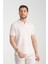 2525 Lores Erkek Açık Bej %100 Pamuk Waffle Slim Fit Polo Yaka Tişört 4
