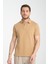 2927 Lucero Erkek Koyu Bej %100 Pamuk Çekmeyen Kumaş Slim Fit Dar Kesim Polo Yaka Tişört 2