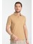 2927 Lucero Erkek Koyu Bej %100 Pamuk Çekmeyen Kumaş Slim Fit Dar Kesim Polo Yaka Tişört 3