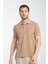 2862 Boston Erkek Bej Regular Fit %100 Pamuk Esneyen Kumaş Polo Yaka T-Shirt 4
