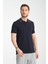 2858 Ricos Erkek Lacivert %100 Pamuk Slim Fit Çekmeyen Kumaş Yaka Detaylı Polo Yaka Tişört 2