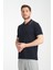 2858 Ricos Erkek Lacivert %100 Pamuk Slim Fit Çekmeyen Kumaş Yaka Detaylı Polo Yaka Tişört 3