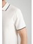 2858 Ricos Erkek Beyaz %100 Pamuk Slim Fit Çekmeyen Kumaş Yaka Detaylı Polo Yaka Tişört 3
