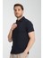 2927 Lucero Erkek Lacivert %100 Pamuk Çekmeyen Kumaş Slim Fit Dar Kesim Polo Yaka Tişört 4