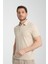 2927 Lucero Erkek Açık Bej %100 Pamuk Çekmeyen Kumaş Slim Fit Dar Kesim Polo Yaka Tişört 3