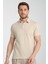 2927 Lucero Erkek Açık Bej %100 Pamuk Çekmeyen Kumaş Slim Fit Dar Kesim Polo Yaka Tişört 4