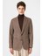 Kahve Slim Fit Balıksırtı Desenli Erkek Blazer Ceket 2