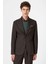 Kahve Slim Fit Çizgili Erkek Blazer Ceket 1