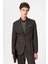 Kahve Slim Fit Çizgili Erkek Blazer Ceket 4