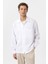 Beyaz Keten Karışımlı Relaxed Erkek Gömlek 7