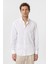 Beyaz Keten Karışımlı Erkek Gömlek 1