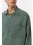 Yeşil Keten Karışımlı Relaxed Erkek Gömlek 10