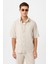 Taş Keten Karışımlı Relaxed Erkek Gömlek 6